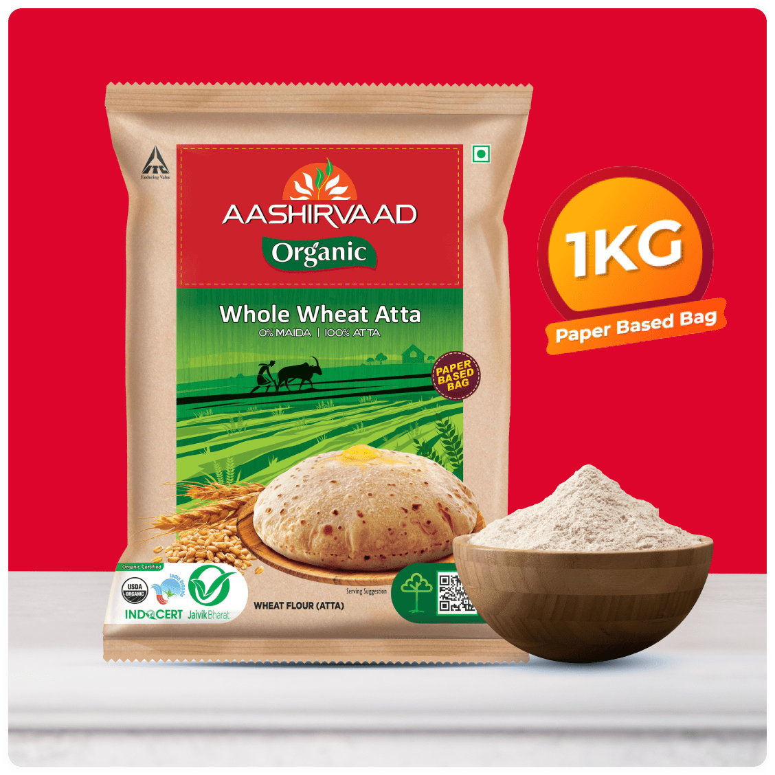 Aashirwaad Organic Whole Wheat 1Kg Atta